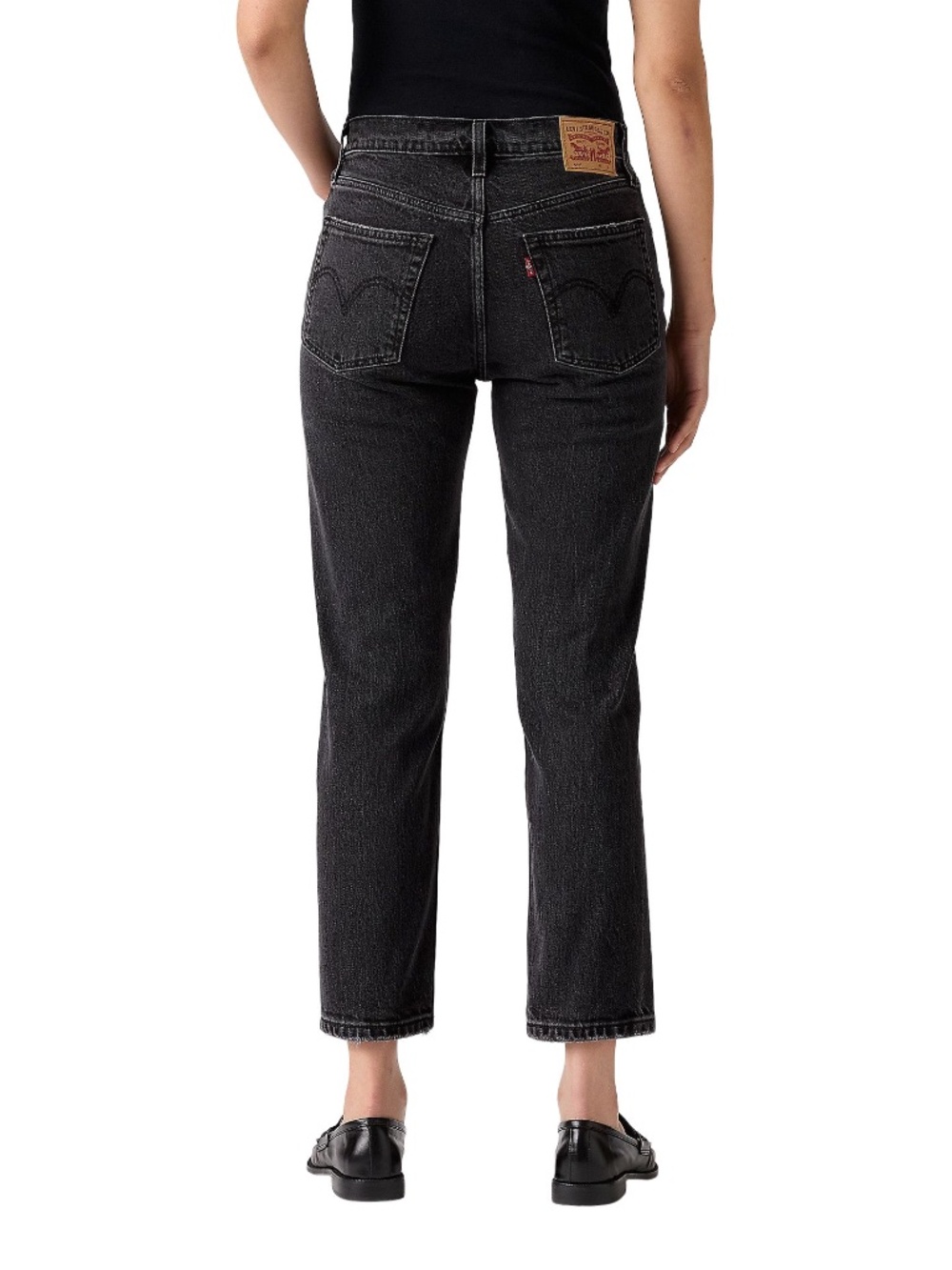 Levi's 501 Original High Rise Straight Cropped Jeans Black 28x26